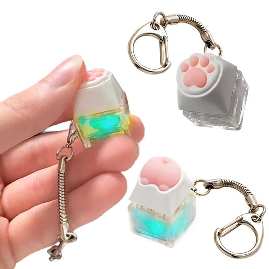 Llavero Teclado Huella de Gato – Keycap Kawaii con Clic Relajante.
