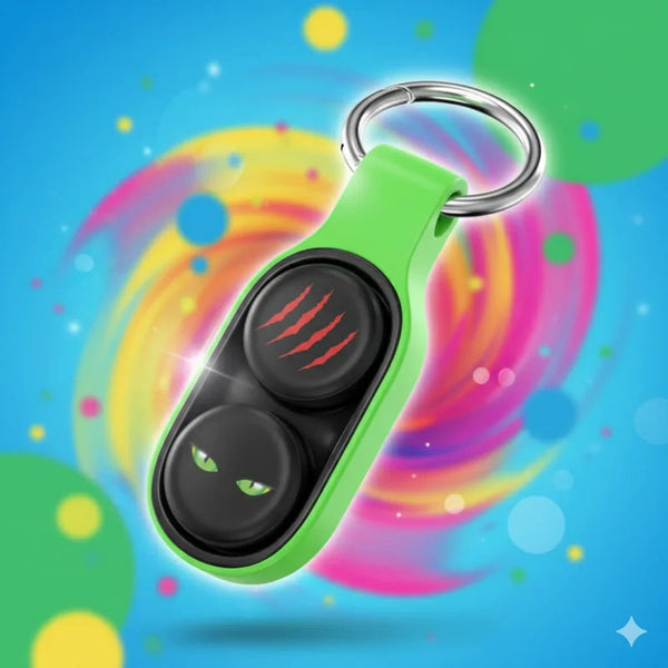 Llaveros SHX llavero clicker verde con botones negros y diseño de garras rojas y ojos verdes