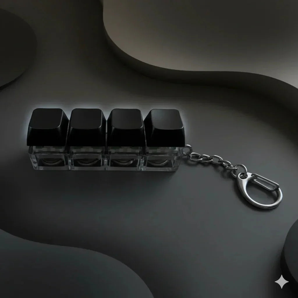 Llaveros SHX llavero creativo con cuatro teclas negras transparentes, diseño gamer original y moderno