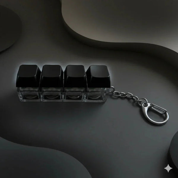 Llaveros SHX llavero creativo con cuatro teclas negras transparentes, diseño gamer original y moderno