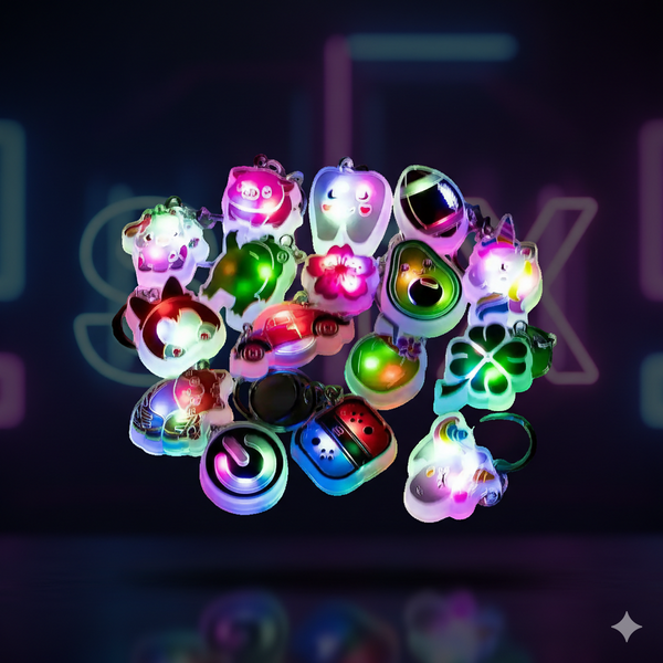 Llaveros SHX originales LED con diseños kawaii de animales, frutas, coches y videojuegos