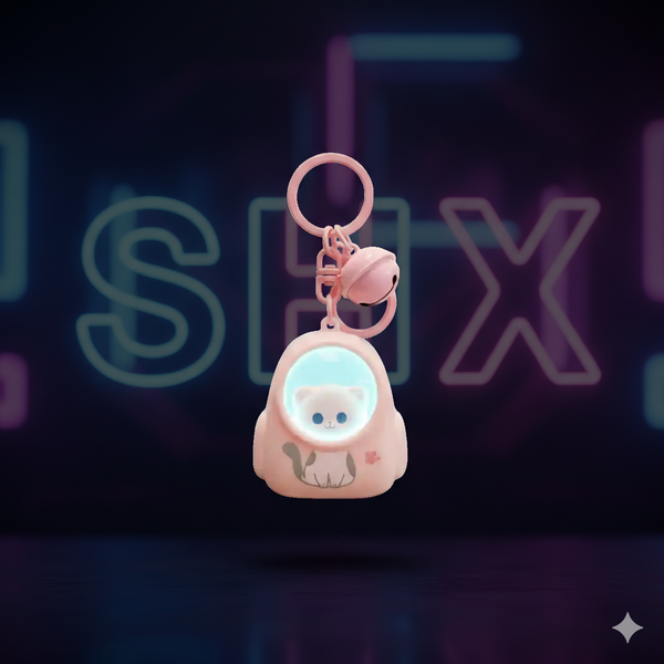Llavero kawaii SHX con gatito rosa y campana, diseño original y divertido