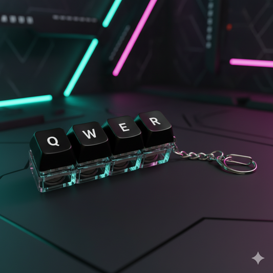 Mini Keychain Gamer 4-Teclas | QWER para Fans de Gaming