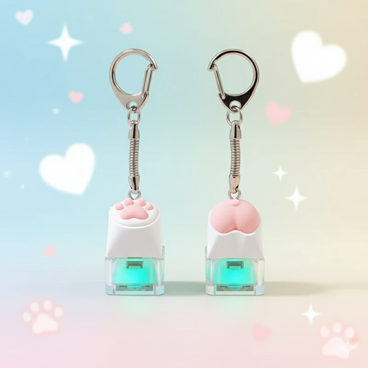 Llavero Teclado Huella de Gato – Keycap Kawaii con Clic Relajante.
