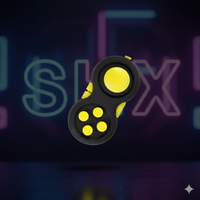 Llavero cliker negro y amarillo SHX, diseño gamer divertido, fondo neón