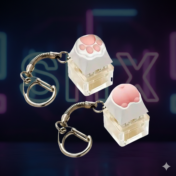 Llavero Teclado Huella de Gato – Keycap Kawaii con Clic Relajante.
