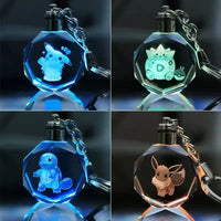 Llaveros SHX con figuras Pokémon en cristal LED: Pikachu, Togepi, Squirtle y Eevee, llaveros gamer y kawaii