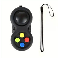 Llaveros SHX fidget cliker negro con botones coloridos y correa negra antiestrés