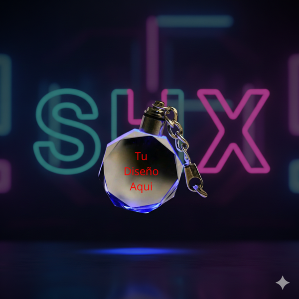 Llavero de cristal personalizado con luz: regalo original