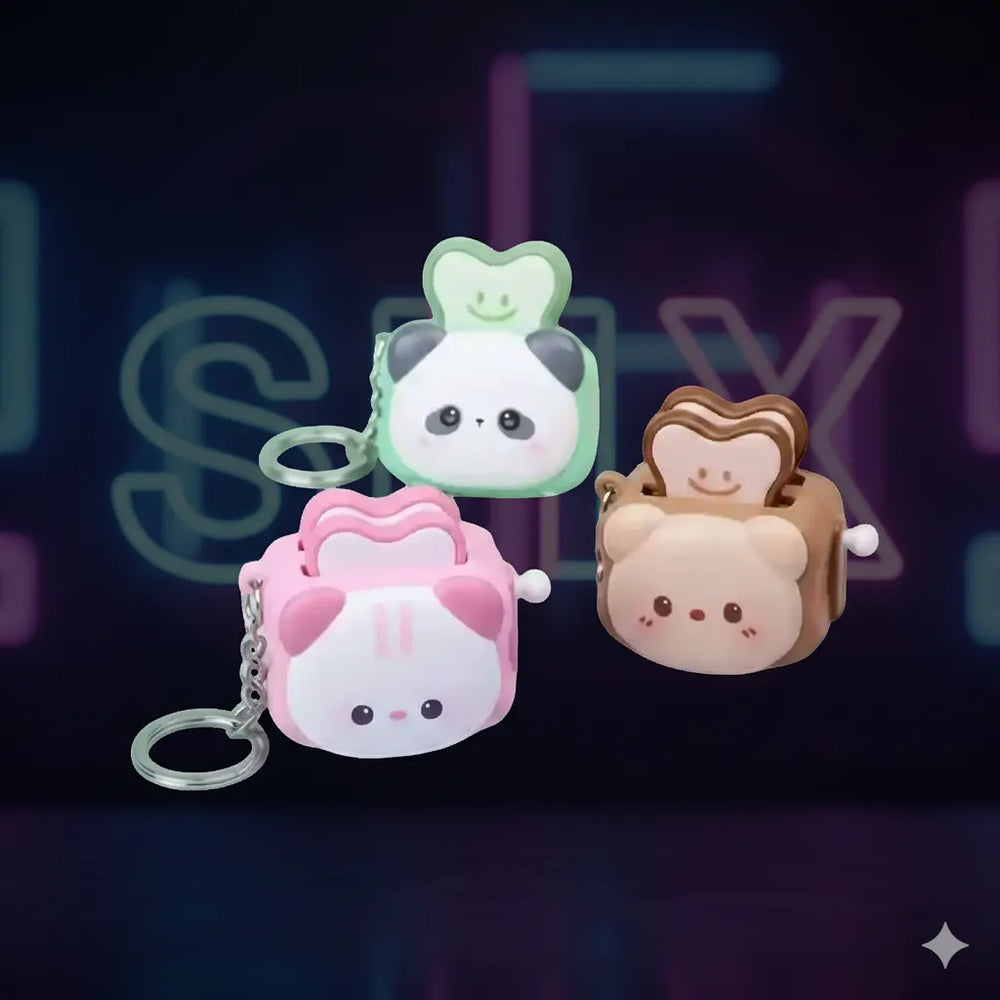 Kawaii Schlüsselanhänger: Panda Toaster Schlüsselanhänger